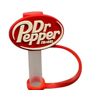 Dr Pepper Oval Straw Topper - Classic Design, Red Color, Stylish Beverage Topper, Perfect for Drinkware, Ideal for Special Occasions Celebrations Silicone Spout Cover Silicone Bottle Boot