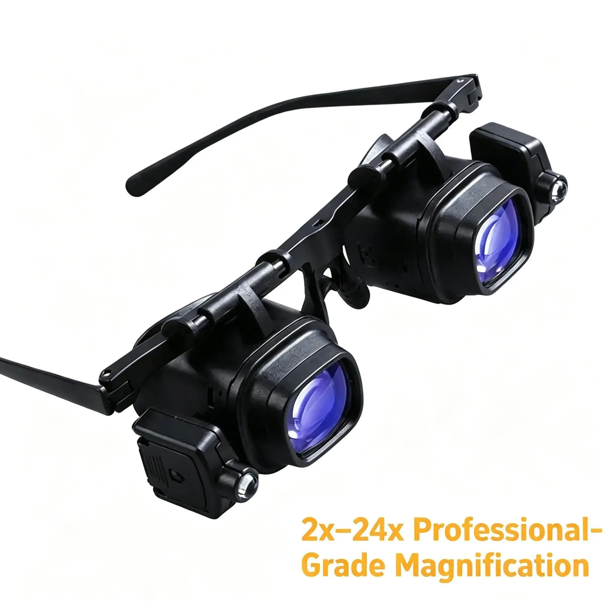 2x-24x LED Head Mount Magnifier, Portable Hands-Free Tool for Watch Repair, Phone Maintenance and Electronic Component Soldering Work