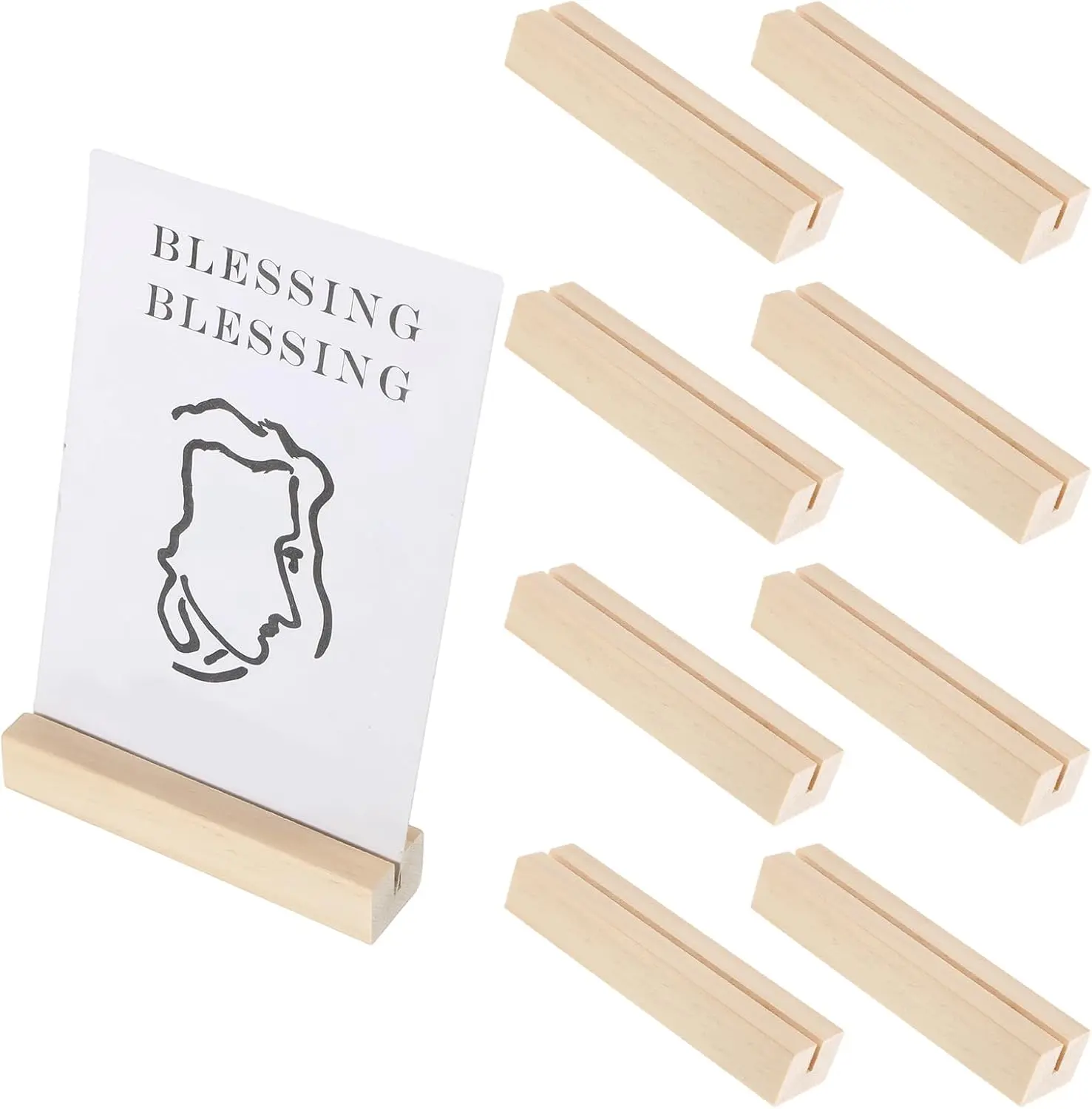 8 Pcs Wood Place Card Holders, Wooden Table Number Stands Picture & Name Card Holder for Display Wood Sign Holders