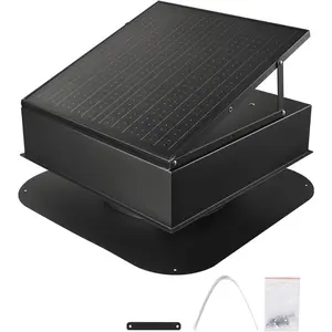 VEVOR Roof Attic Exhaust Fan, 35W Smart Solar Roof Ventilation Fan Auto Temperature Control, 2400 CFM Airflow Built-in Brushless DC Motor for Cooling and Dehumidification, No Remote