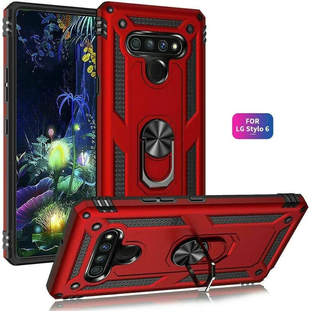 LG Stylo 6 Phone Case & Screen Protector Red With Kickstand