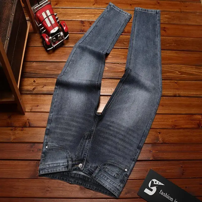 Men's Slim Fit Stretch Denim Jeans, Trendy Menswear Trousers Versatile for Casual and Business Office Wear, Long Pants, Chic Basic, Ankle Length
