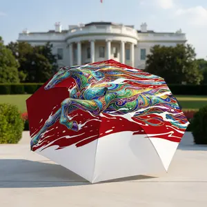 Colorful Steed Umbrella, portable and foldable design, 8 ribs, a casual accessory for Halloween, Christmas, and birthday gifts.Y260110018