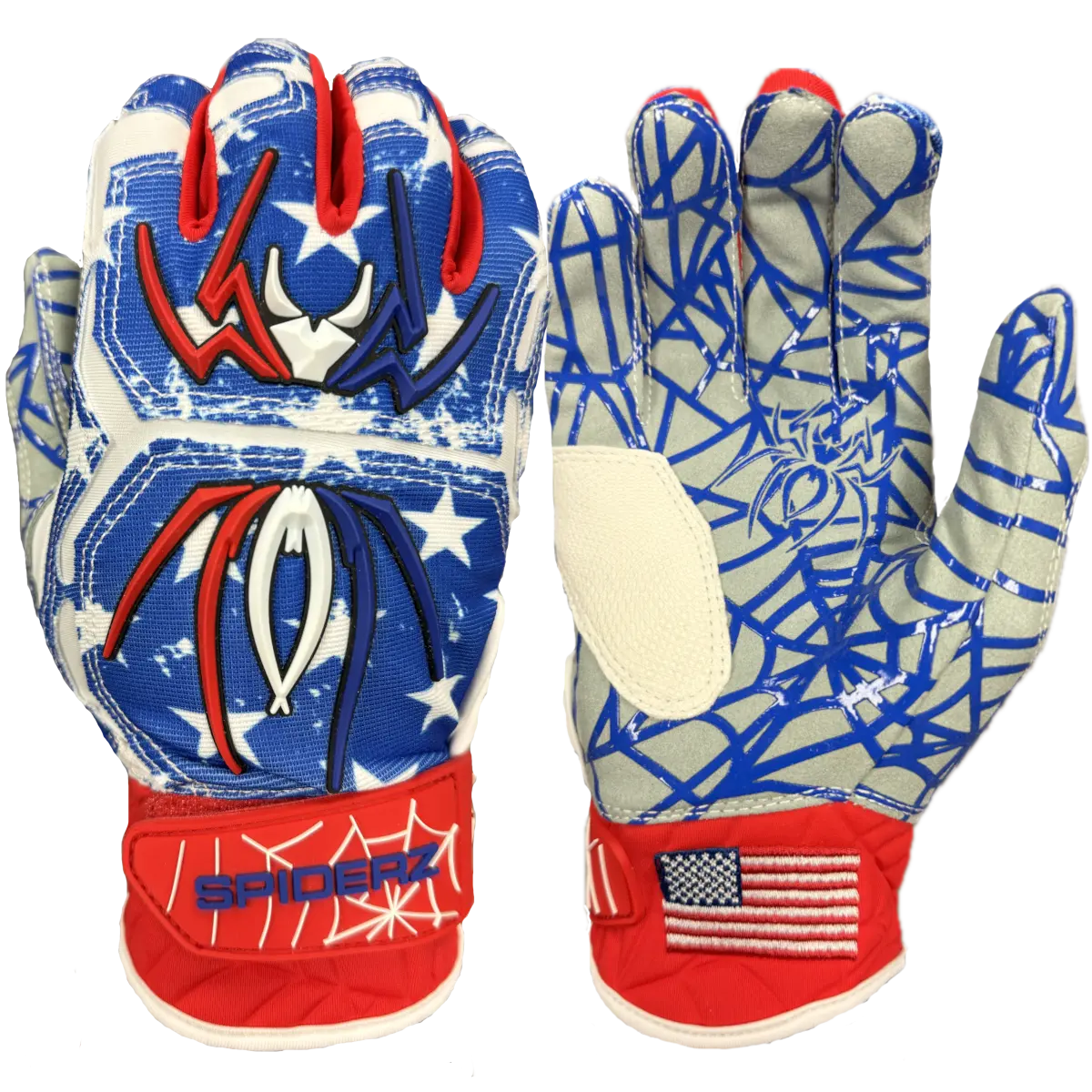 Spiderz HYBRID Batting Gloves - USA Flag Spiderz HYBRID Batting Gloves - USA Flag