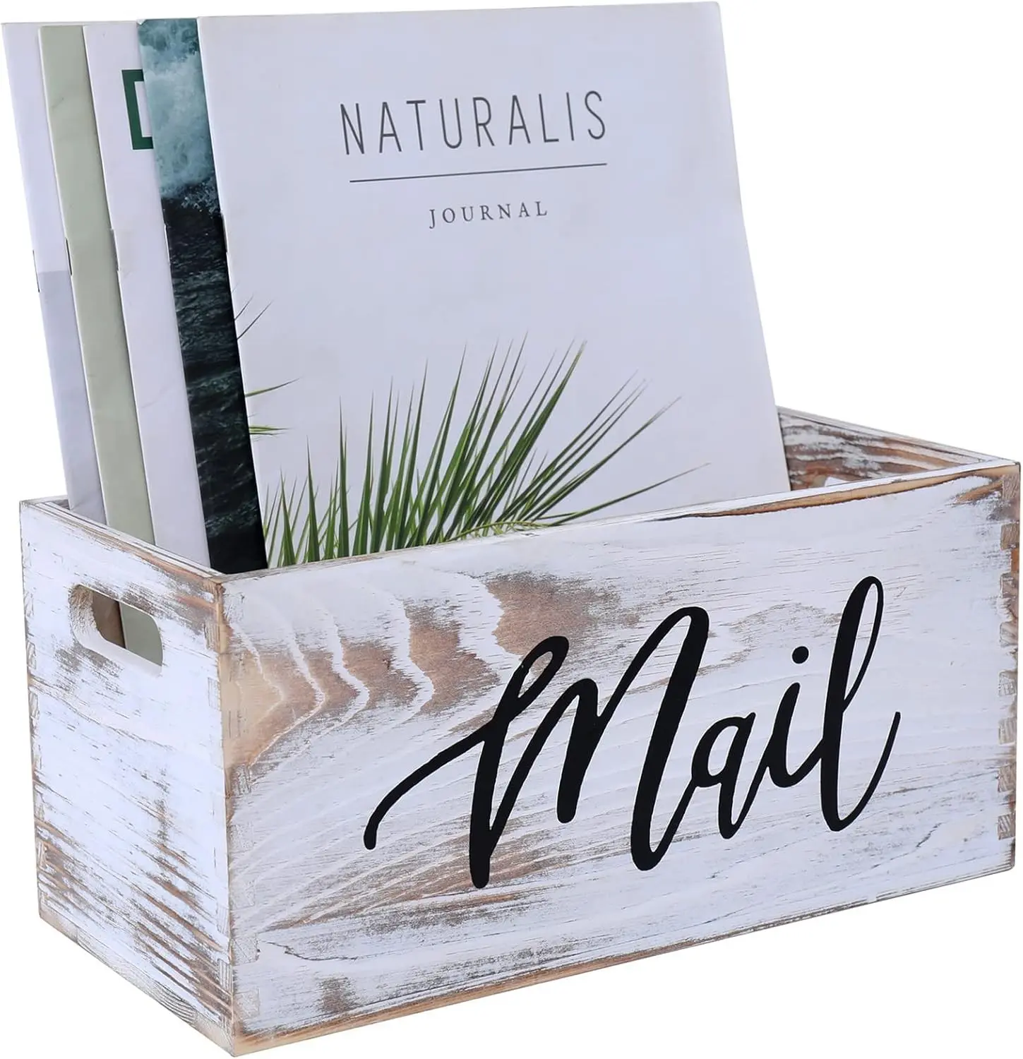 Mail Organizer Countertop Mail and Key Holder for Desk Mail Basket Letter Organizer Caddy Dorm Organizer Rustic Home Decor Mailbox White 5.5*5.5*11.4 Inch