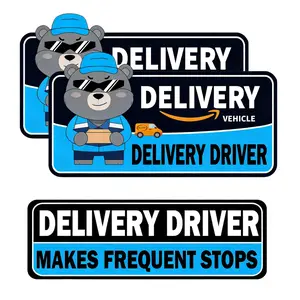 Delivery Driver Magnet for Car, Reflective Caution Frequent Stops Car Magnet, 2 Pack 11"x7" + 1 Pack 11"x3", Durable and Weather-Resistant Magnetic Signs for Vehicles