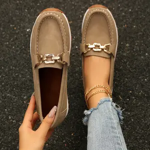Women's Loafers Shoes with Chain, Round Retro Toe Comfortable Slip On Work Women's Loafers Shoes with Chain, Round Retro Toe Comfortable Slip On Work