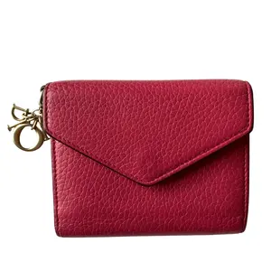 Pre-owned Dior Diorissimo Small Leather Goods pink Leather Wallet authentic with COA and logo charm