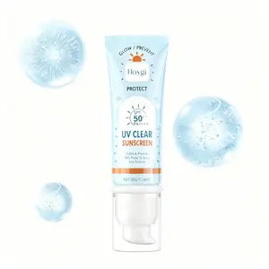 HOYGI UV Clear Sunscreen SPF 50 PA++++, Non-Greasy Lightweight Face Sunscreen with Hyaluronic Acid, No White Cast Glowy Hydrating, Makeup Primer 2-in-1, Non-Comedogenic Pore-Friendly for Oily Dry Sensitive Skin Women Men Facial Daily Moisturizing
