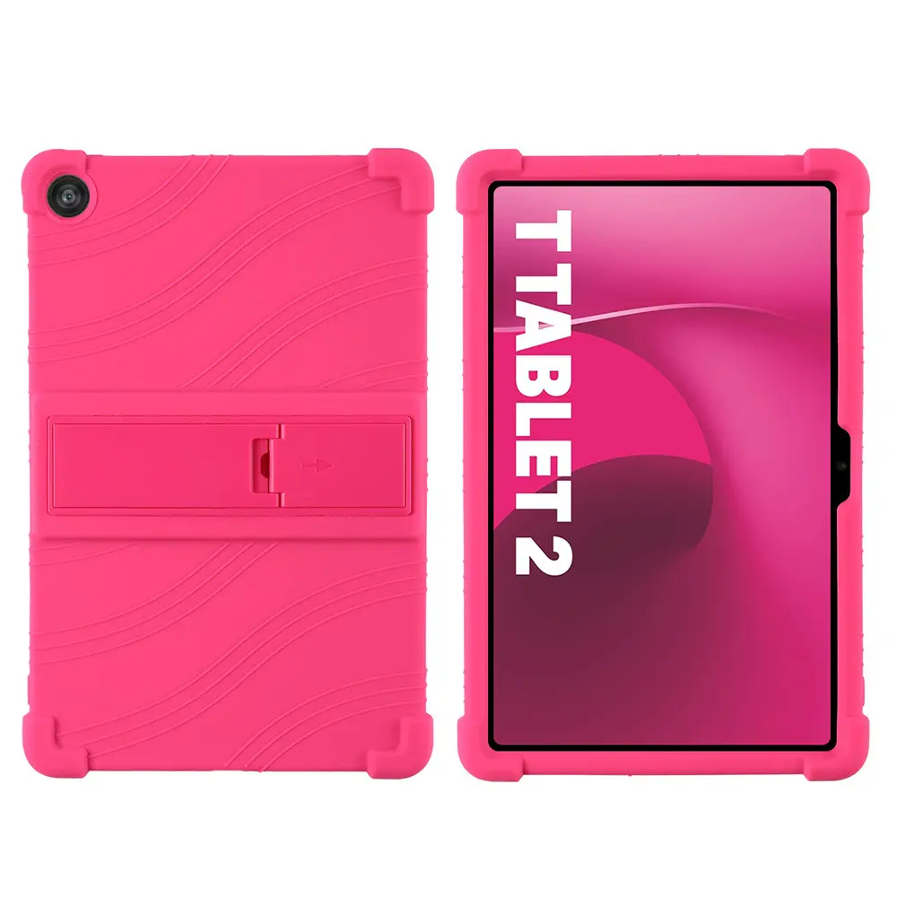 AuraGadget Anti-Drop Shockproof Silicone Case for T-Mobile Revvl Tab 2 10.1 in Tablet - Kid-Friendly Durable Accessory with Built-In Kickstand, Retractable Handheld Design, Washable Protection