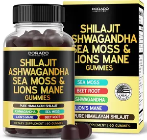 Shilajit Gummies with Sea Moss, Ashwagandha & Lions Mane - (Shilajit Supplement for Men & Women, Energy & Immunity Support ) Third Party Tested, Vegan Safe, NON GMO & Made in USA (60 Gummies) DORADO NUTRITION Dietary