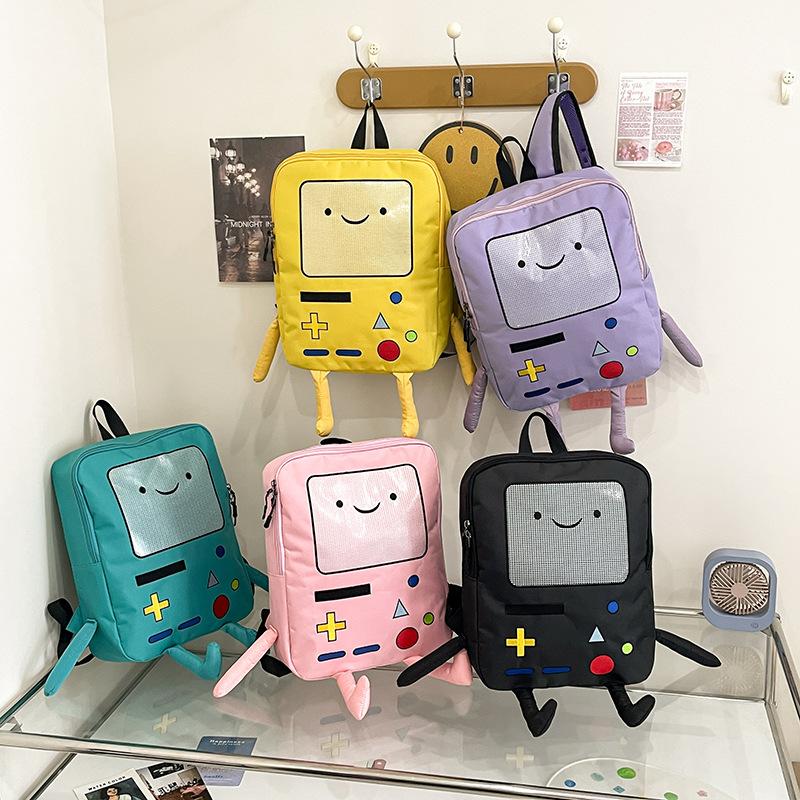 Cartoon Adventure Time BMO Backpack Funny Game Console School Bag 15x11x4.5 Inches Large Capacity Durable Material Adorable Design Portable Lightweight Casual Travel Bookbag