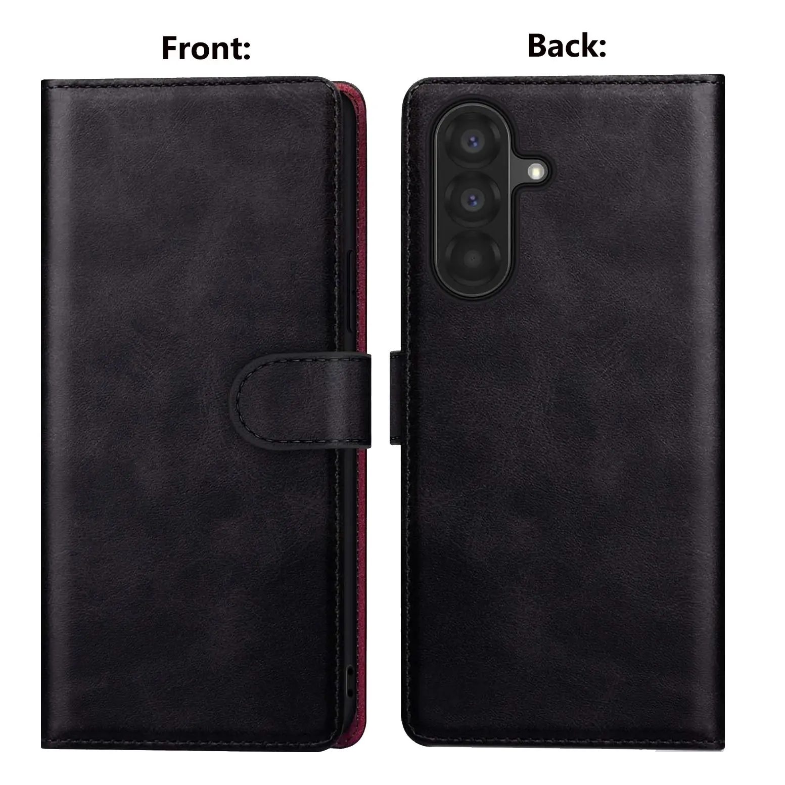 For Samsung Galaxy A10 A12 A13 A14 A20 A21 A21s A22 A23 A24 A30 A31 A32 A33 A34 A40 A42 A50 A52 A53 A54 A70 A72 A73 Smartphone Case, Accessories, PU Leather, Black, Card Slot With Kickstand Wallet Flip Protective Cover
