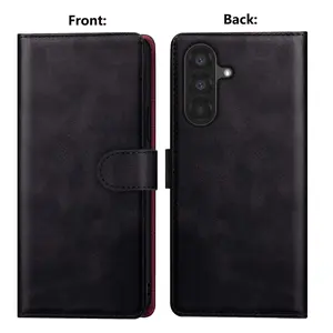 For Samsung Galaxy A10 A12 A13 A14 A15 A16 A17 A20 A21 A21s A22 A23 A24 A25 A26 A30 A31 A32 A33 A34 A35 A36 A40 A42 A50 A52 A53 A54 A55 A56 A70 A72 A73 Case PU Leather, Black, Card Slot With Kickstand Wallet Flip Protective Phone Case Cover