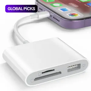 SD Card Reader OTG Adapter for iPhone, Memory Card Reader with USB Camera Adapter, Plug & Play Trail Game Camera SD Card Viewer for iPad, SD Cards Reader
