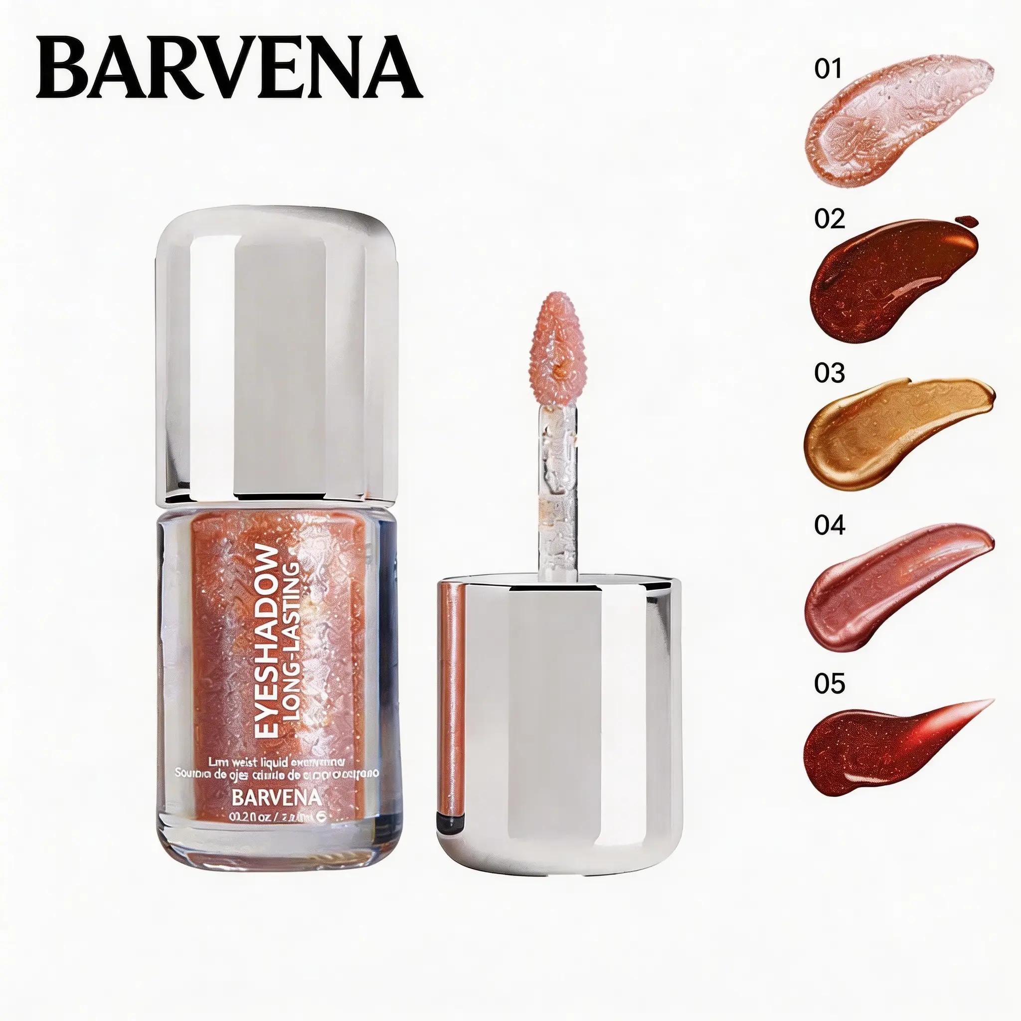 BARVENA Liquid Eyeshadow, Buildable High-Pigment Shimmer & Matte Formula, Long-Lasting, Waterproof & Crease-Proof for a Flawless Finish
