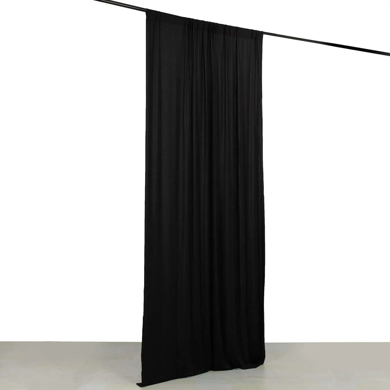 Black Curtains - 4-Way Stretch Spandex Wrinkle-Resistant Event Drapes with Rod Pockets, 5ftx10ft Backdrop Panels, Ideal for Tents, Weddings, Corporate Events