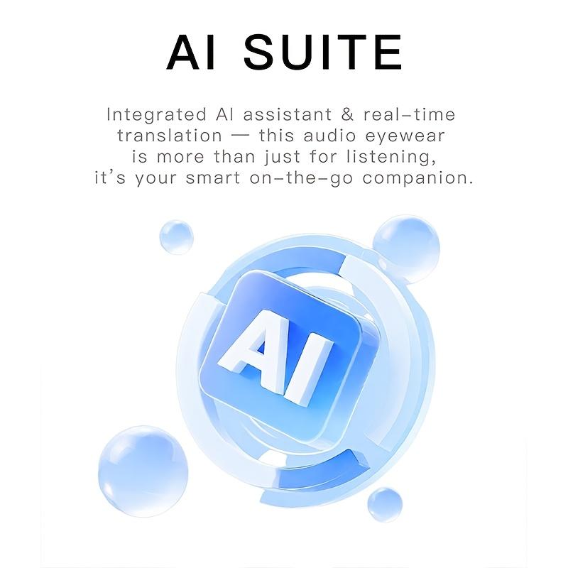 AI Smart Bluetooth Glasses for Men and Women, Gradient Tint,Real Time Translation, Voice Assistant, Hands-Free Calls, Indoor Protection for Iphone Android Music,Open-Ear Audio for Travel, Work Vlog