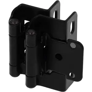 Decobasics 1/2" Overlay Semi Partial Wrap Around Kitchen Cabinet Hinges (25 Pair -50 Pack) - Self Closing Matte Black Cabinet Hinges for Kitchen Cabinets w/Cupboard Silicon Bumpers & Upgraded Screws