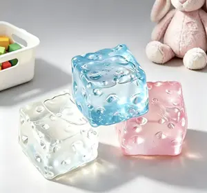 Transparent Ice Cube Squishy Toy, Clear Jelly Slow Rising Stress Relief Fidget Toy, Soft Squeeze Decompression Sensory Play Toy, Cute Hobby Party Favor Gift for Kids Adults, Vent Anxiety Relaxation Toy