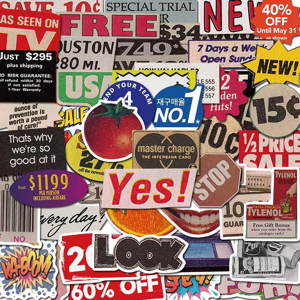 Pop Art Sticker, 50pcs/set Creative Decorative Sticker, DIY Decals for Water Bottle, Laptop, Phone Case, Smartphone, Scrapbooking, Journal Making Deco