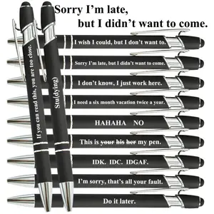Funny snarky pens-11pcs retractable ballpoint pens with funny words, black ink, stylish design, printed "IDK. IDC, IDGAF" words, ideal for office, school, party events, anyone who loves humor, Funny Teacher Pens