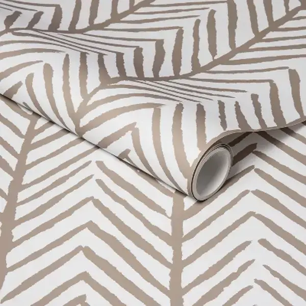 Threshold Herringbone Stripe 198"x20" Peel and Stick Wallpaper Neutral Tan