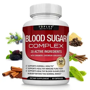 Toplux Nutrition Blood Sugar Complex Supplement - 60 Capsules with Cinnamon, Bitter Melon, Chromium, Mulberry & Alpha Lipoic Acid - Non-GMO & All Natural Healthcare