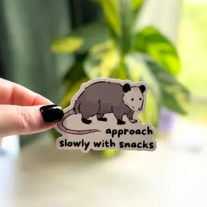Approach Slowly With Snacks Opossum Sticker