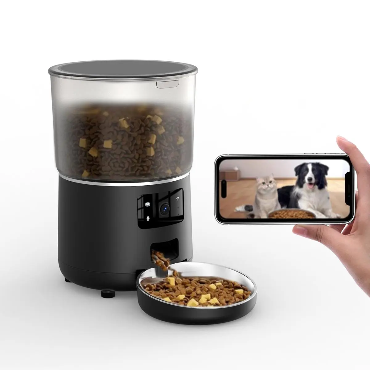 NPET WiFi Smart Automatic Pet Food Dispenser - 4L Dog & Cat Feeder with APP WiFi Remote Feed, 1-9 Meals Schedule, 10s Voice Recording, Desiccant Storage, Easy to Clean, Home Consistent Feeding for Small Pets