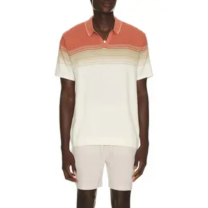 Marine Layer Greyson Knitted Polo in Withered Rose & Oatmeal