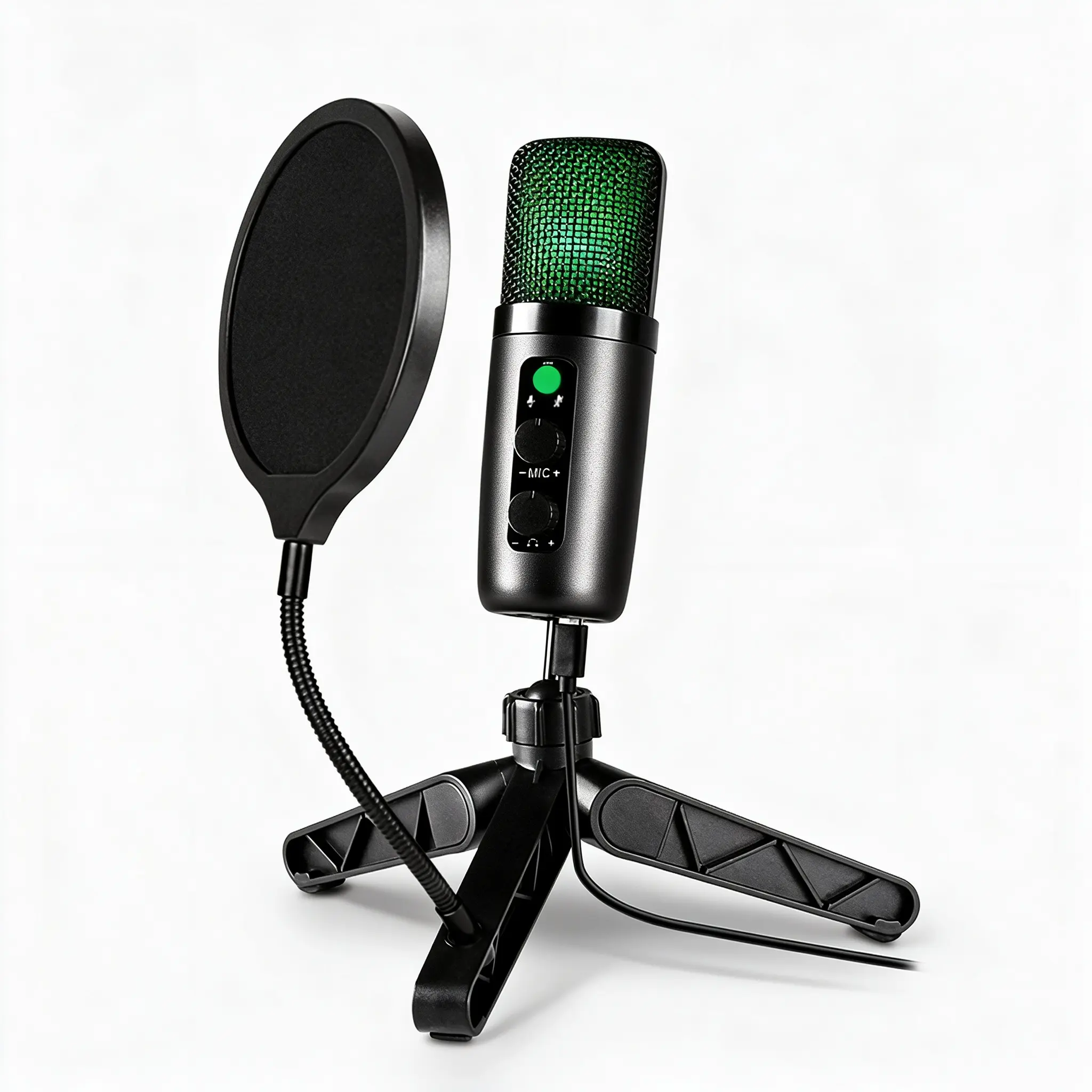BM-501 Durable USB Wired Condenser Microphone - Podcast Equipment with Foldable Aluminum Steel Tripod Holder, Zinc Alloy Body, Cardioid Pickup, Noise Reduction, 1-Touch Mute, Plug-and-Play, Portable Audio for iPhone, Laptop, PC, PS4, PS5