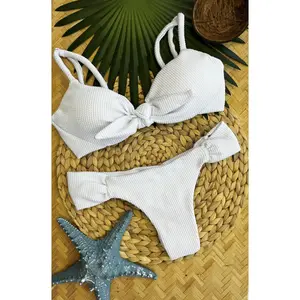 Pietra Knot Textured Top + Scrunch Bikini Bottoms