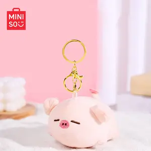 MINISO Piggy B-BO Series - Lying Pose Plush Keychain – Cute Fluffy Pendant, Perfect Gift for Pig Lovers, Soft Bag Charm for Everyday Cuteness!