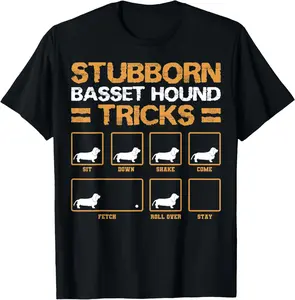 Basset Hound Fur Parent Veterinarian Stubborn Dog Tricks T-Shirt Top Black Casual Menswear Tshirt Streetwear Cotton Fabric Furry Love Graphic Crewneck