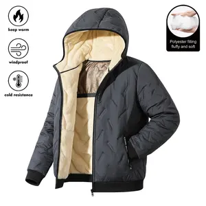 Men's Winter Warm Jacket with Fleece Lining Regular Fit Polyester Fiber Material Easy Machine Washable Cold Weather Wear Casual Style Medium Size Coats Menswear Tops Plain