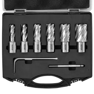 VEVOR 6-Piece Annular Cutter Set, Weldon & Hex Shank Mag Drill Bits, 1/2"-1-1/16" Cutting Diameter, 1" Cutting Depth, M2AL High-Speed Steel, with Pilot Pin & Portable Case, for Magnetic Drills, Hex Shank Drill