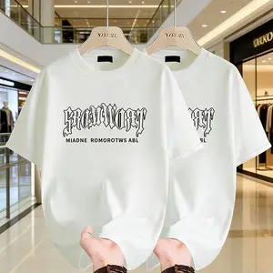 【 Summer Atmosphere 】 Men's street fashion brand Gothic style floral font T-shirt, loose, breathable and skin friendly in summer, fashionable and versatile short sleeved T-shirt