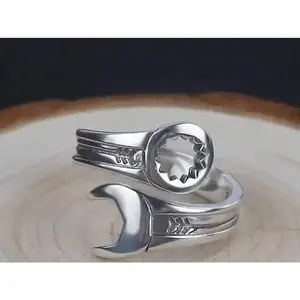 Silvery Wrench Ring