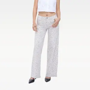 Magic BlueMoment Luna Stretchy Mid-low Rise Leopard Print Wide Leg Jeans for Women Baggy Jeans Y2K Aesthetic Denim Pants Tummy Control BBL