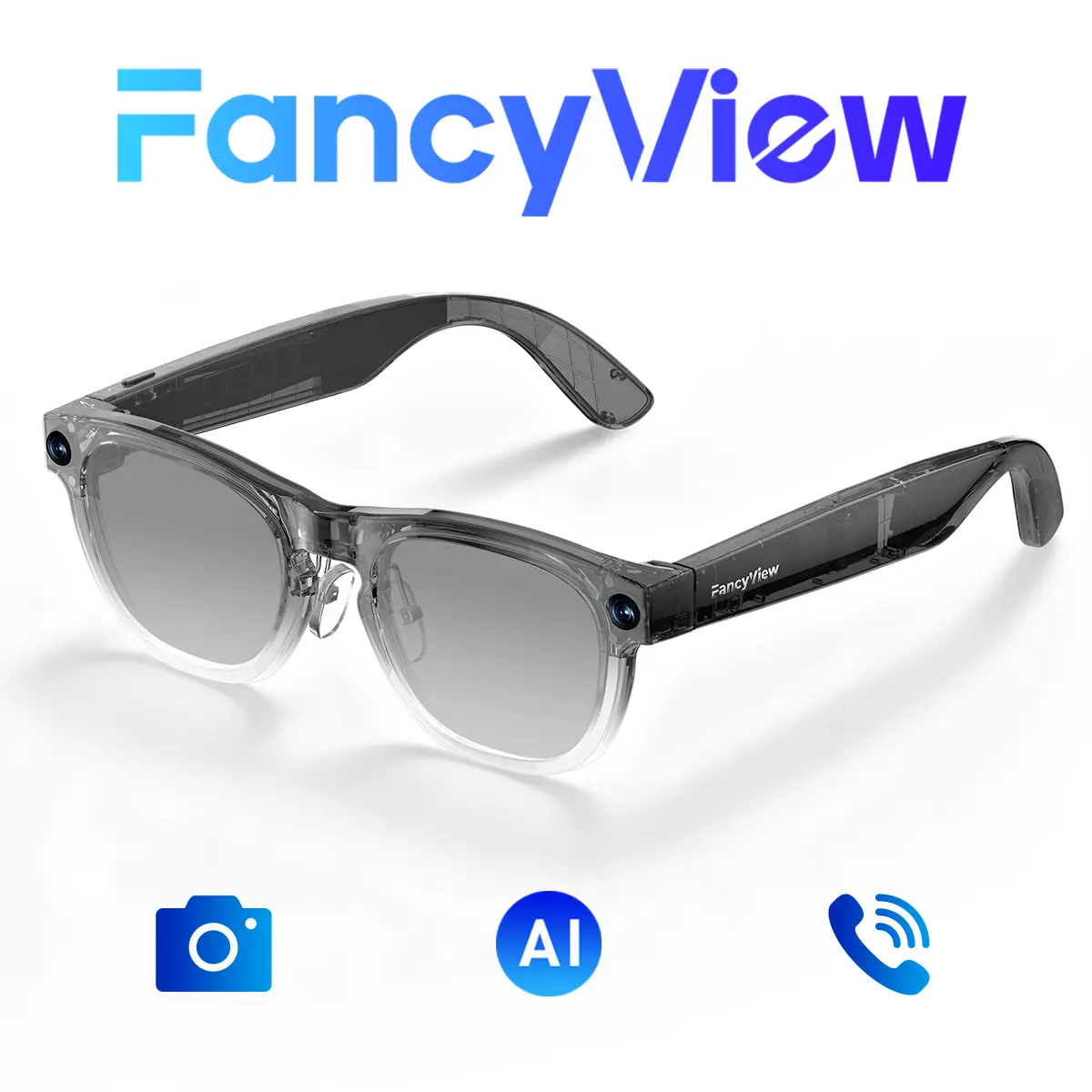 Wearable Smart Glasses, Modern Wireless Smart Eyewear with Wi-Fi 6, 16GB Storage, Hands-Free Camera, Clear Lens, Music Support