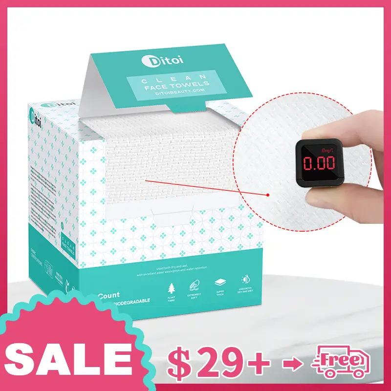 Ditoi Disposable Towels Super Soft & Thick Dry Wipes, Chemical-Free Highly Absorbent Towelettes for Daily Cleansing, Bathroom Essential