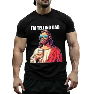 Funny Jesus Christian Meme T-Shirt Oversized Heavy Cotton Graphic Tee for Women Casual Weekend Church Hangout Loose Fit Printed Top