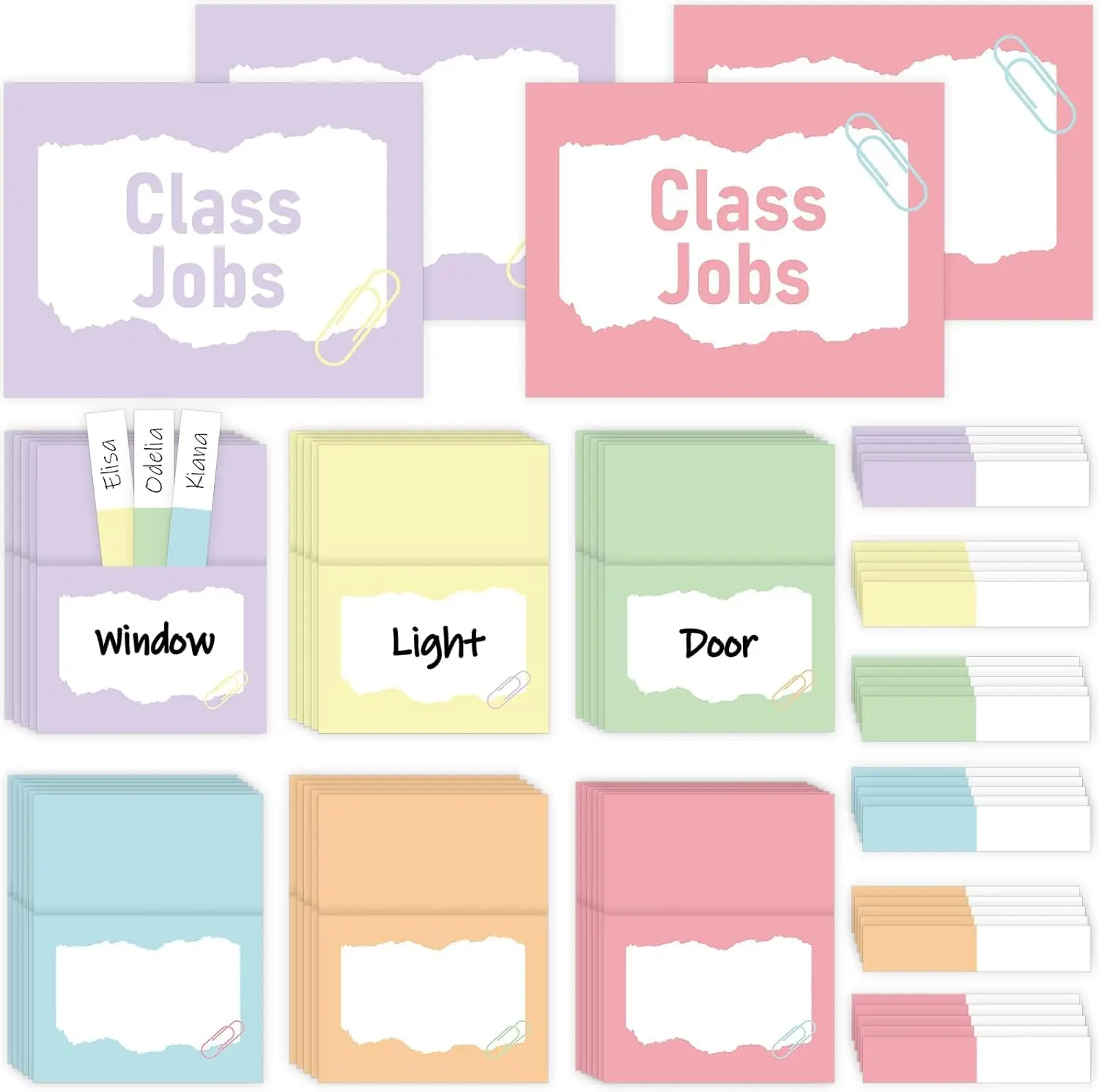 112 Pcs Pastel Class Jobs Bulletin Board Set Colorful Classroom Jobs Pocket Chart Boho Class Management Educational Pocket Chart Teacher's Helper Posters Classroom Decorations School Supplies,back to school,back to school haul