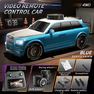 FPV RC Car with 270° Camera and Live Video Screen Controller, First Person View Remote Control Car, Cool Drift RC Car, Modular Battery Powered Toy Comes with 2 Batteries, Indoor Outdoor Fun