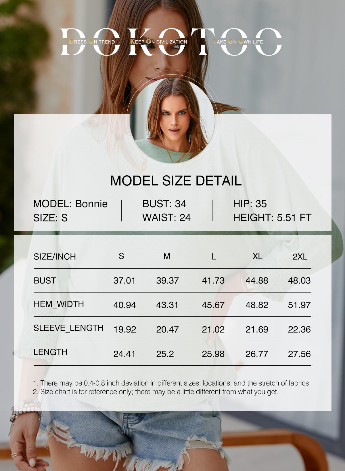 Dokotoo Women's 2026 Fashion Tops 3/4 Sleeve T-Shirts Cute Crewneck Basic Business Tees Blouses Casual Summer Wear Super Soft Breathable Fabric