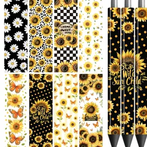 Handmade Sunflower Themed Ink Pen -  with Sunflower Designs