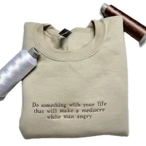Funny Mediocre Man Embroidered Crewneck