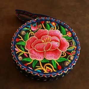 Embroidtale Women's Embroidered Floral Print Coin Purse Wallet, Wristlet Wallet