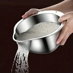 Stainless Steel Kitchen Colander, Durable Mesh Sieve with Handle, Food-safe Mesh Sieve for Efficient Water Filtering, Rice Strainer, Utensils